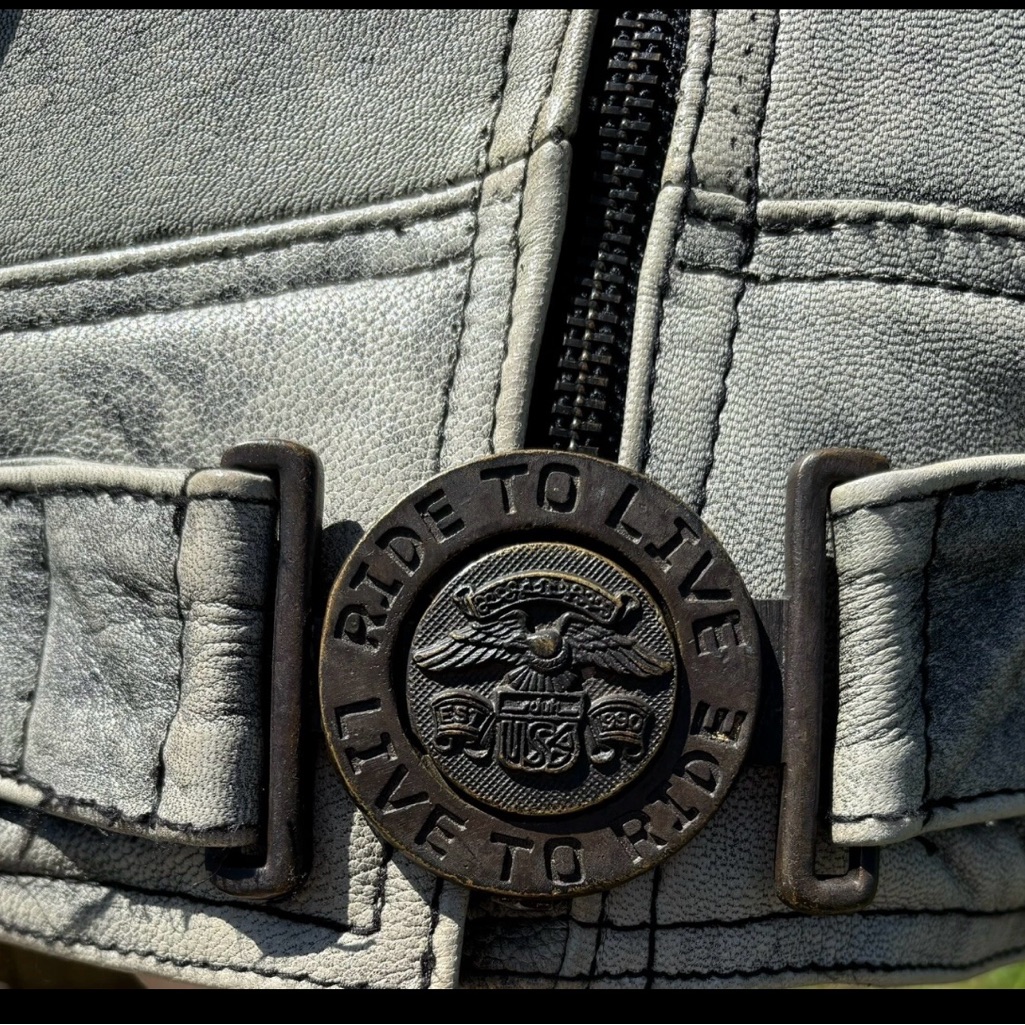 Vintage 90’s Schuh Distressed Gray Leather Motorcycle Jacket Size Xs — image 5 of 8